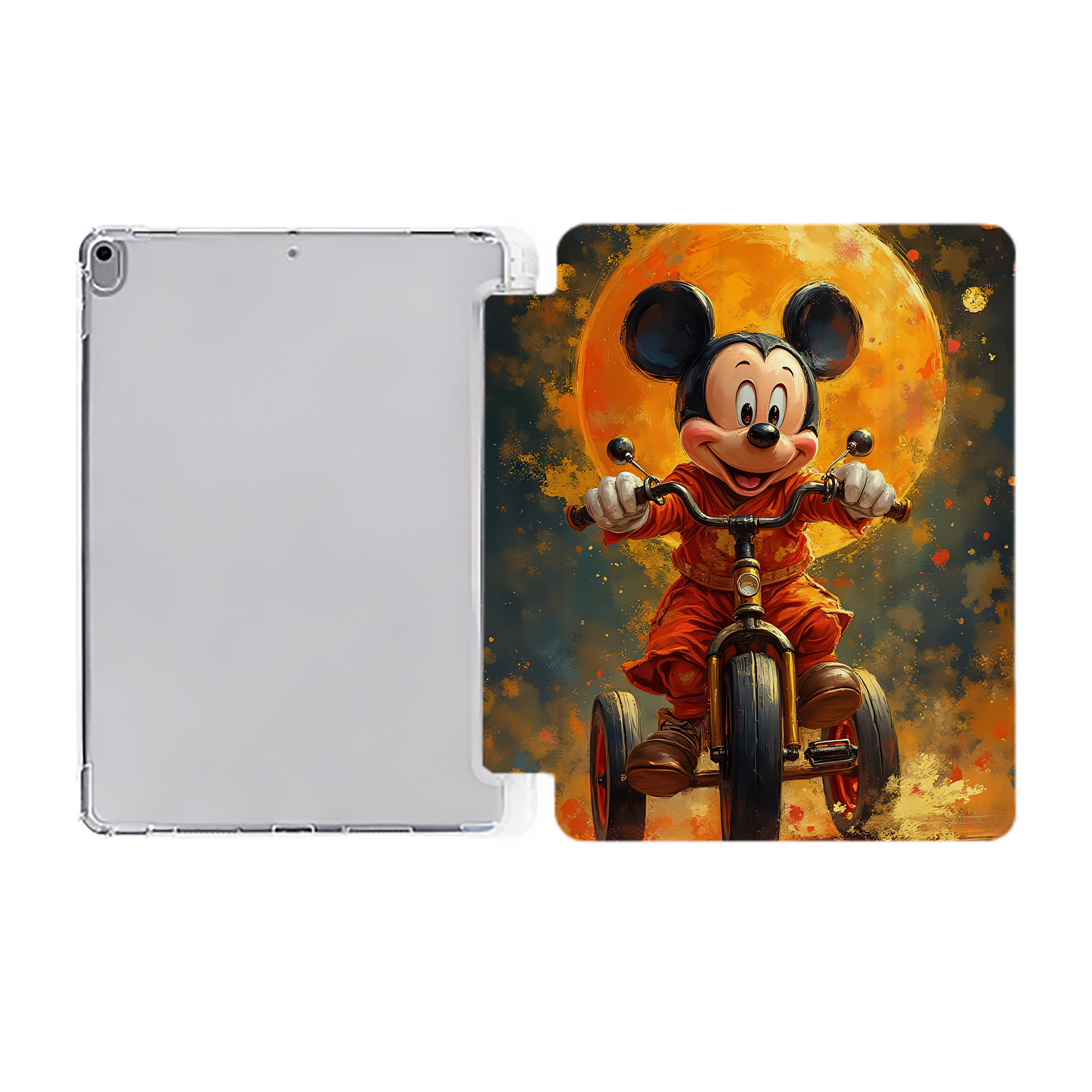 （画像用） ミッキーマウス Mickey Mouse IPad ケース ペン収納付き 三つ折りスタンド PUレザー×シリコン 対応機種9.5/10.5/10.9インチ